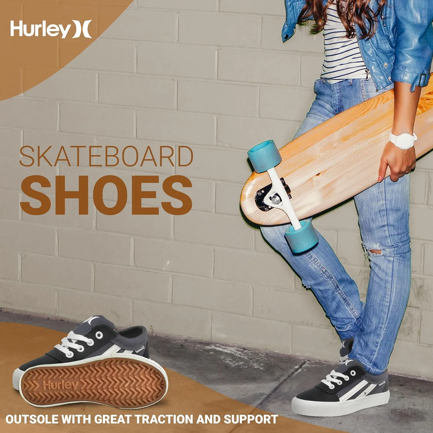 Hurley Boardy Kids Lace Up Canvas Sneakers ?C Low Cut Skateboarding Shoes for Kids, Sports Shoes for Boys and Girls