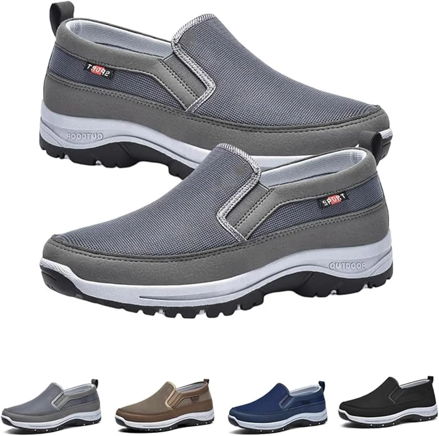 Ideacloth Shoes for Men, Arch Support Orthopedic Slip-on Running Hiking Sneakers Comfortable Hiking Loafers