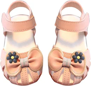 Infant Baby Girls Cute First Walking Sandals Closed Toe Bowknot Soft Sole Anti Slip Princess Girls Platform Sandals
