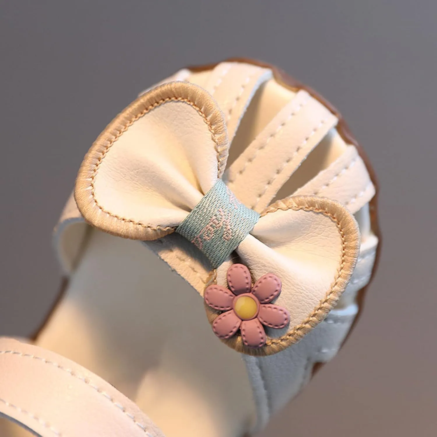 Infant Baby Girls Cute First Walking Sandals Closed Toe Bowknot Soft Sole Anti Slip Princess Girls Platform Sandals