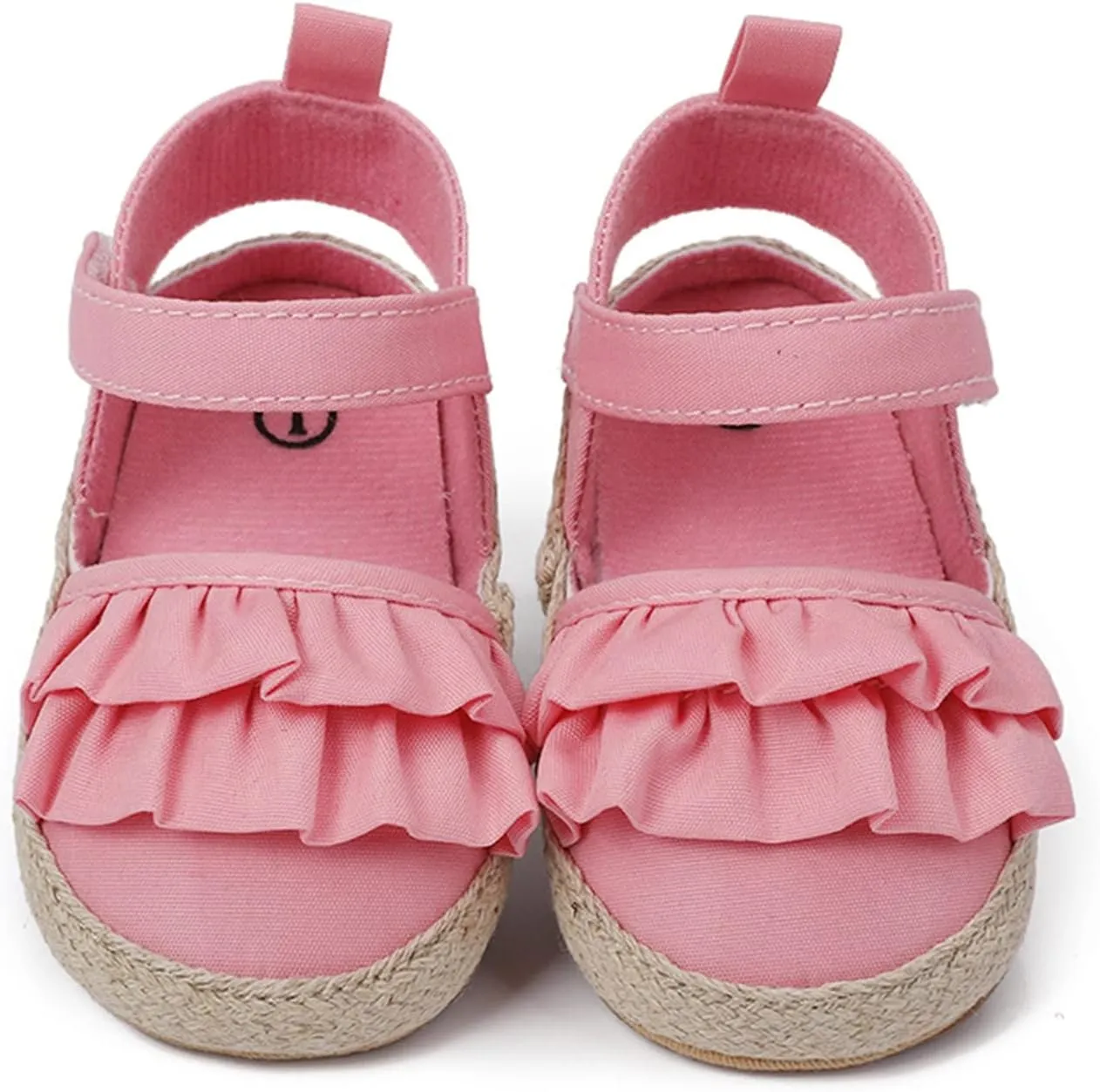 Infant Girls Chunky Heels Ruffles Sandals Baby Thick Sole First Walking Shoes Toddler Closed Toe Prewalker Shoes