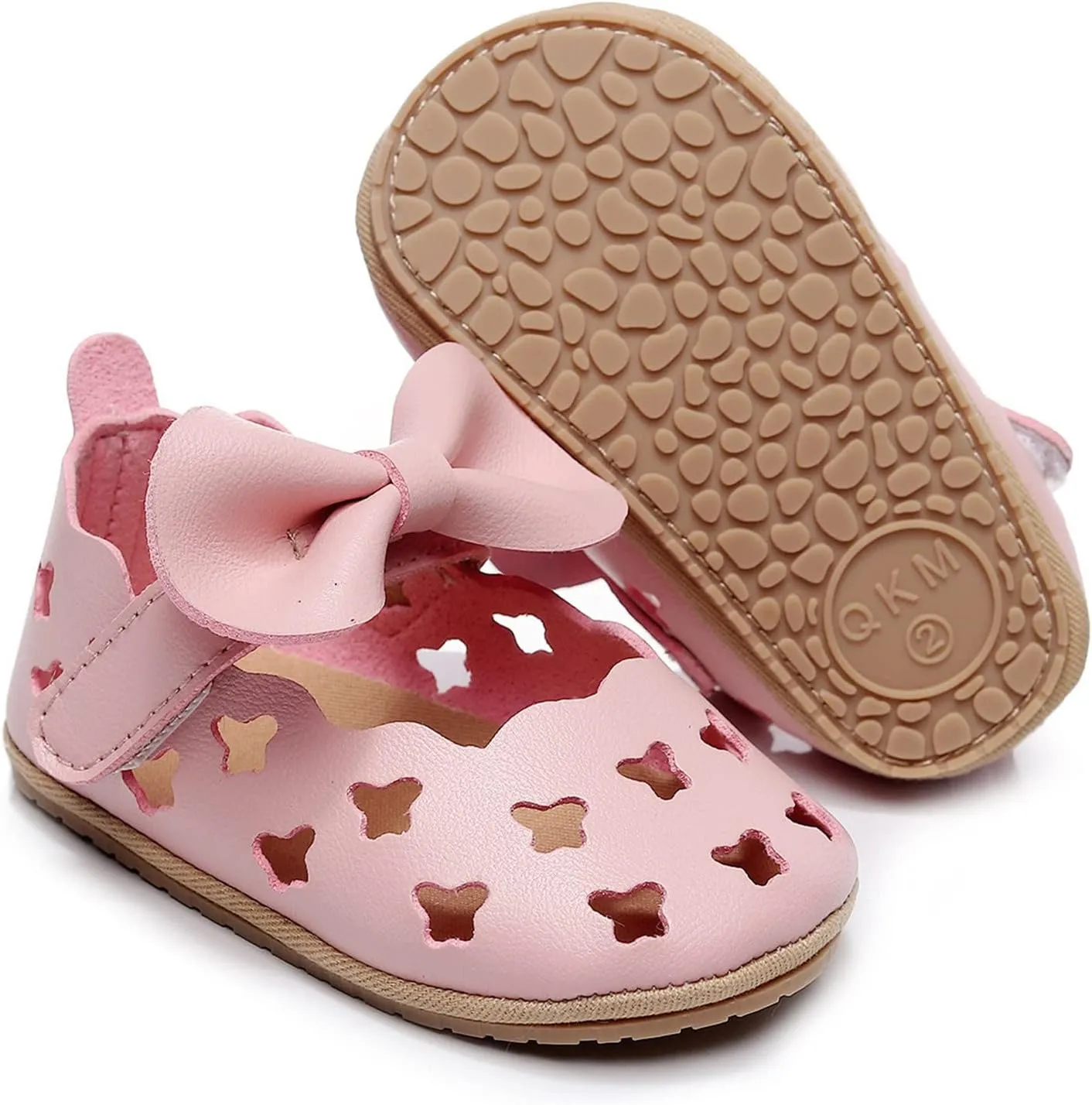 Infant Girls Hollow Out Bowknot Dress Shoes Lightweight Breathable Non-Slip Soft Sole Flat Cute Mary Jane Sandals