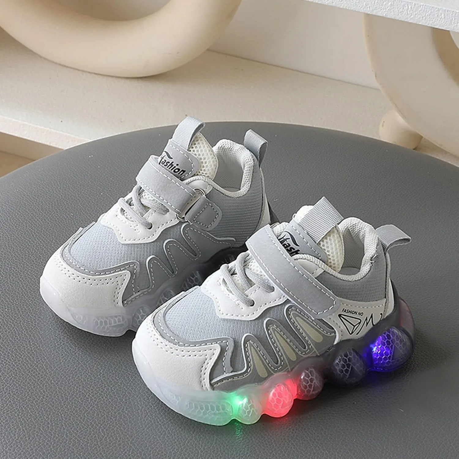 IWIHMIV Toddler Girl Sneakers Boys Slip On Shoes Light Up Boys Shoes Kids Tennis Running Shoes Casual Athletic Walking Sneakers