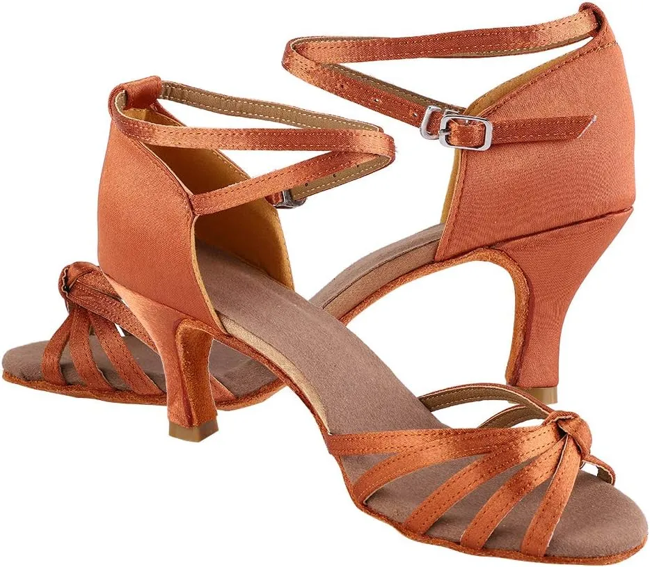 Jonlaki Ballroom Shoes, Soft Satin Latin Shoes, Women Ballroom Dancing Shoes, Social Beginner Practice Performance Shoes Latin Dance Shoes with Wear Ballroom Dance Shoes Women (36)