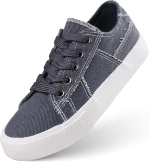 JUDIS Kids Canvas Shoes Lace up Walking Sneakers for Boys Low Top Fashion Casual Shoes