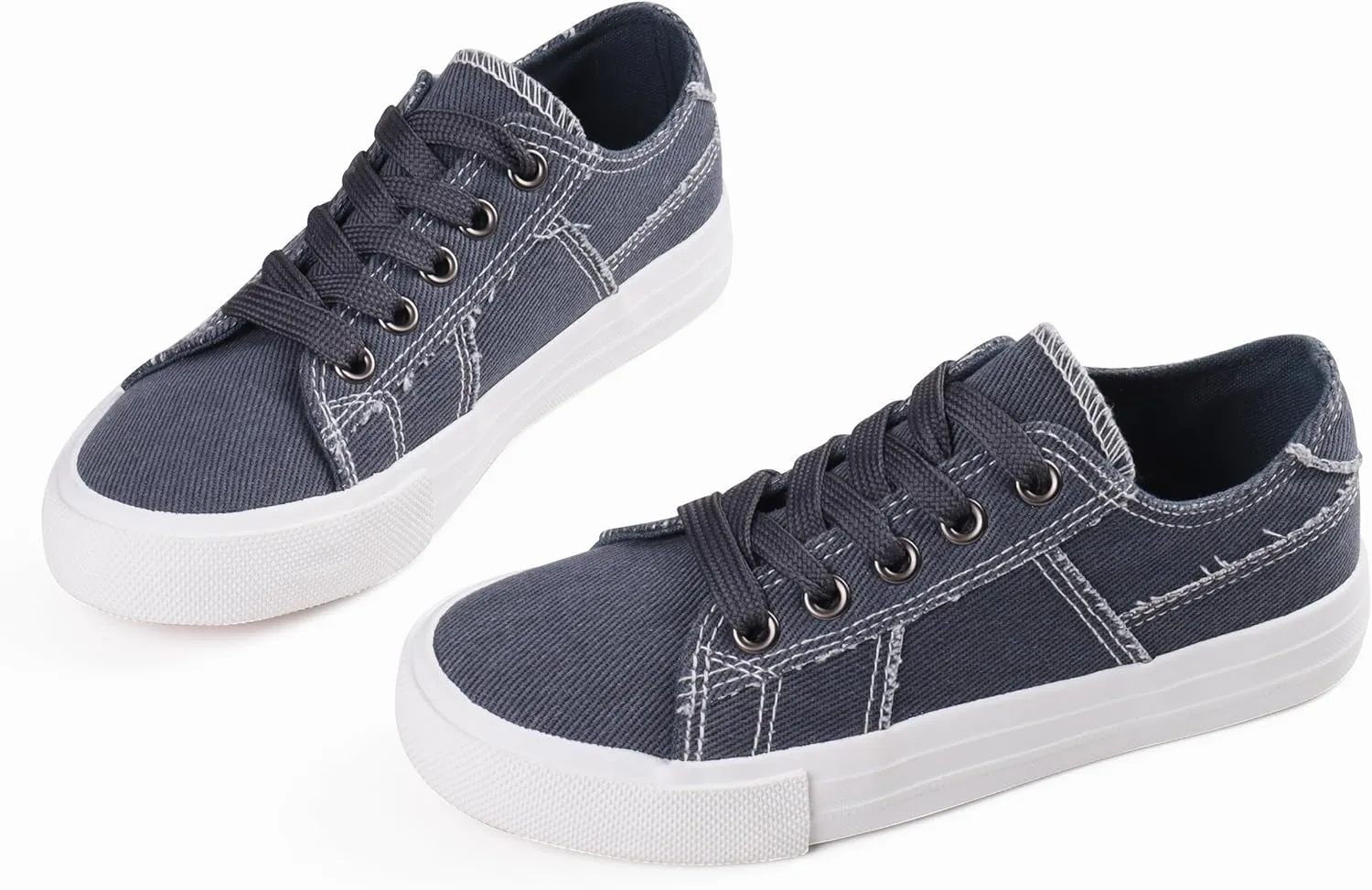 JUDIS Kids Canvas Shoes Lace up Walking Sneakers for Boys Low Top Fashion Casual Shoes
