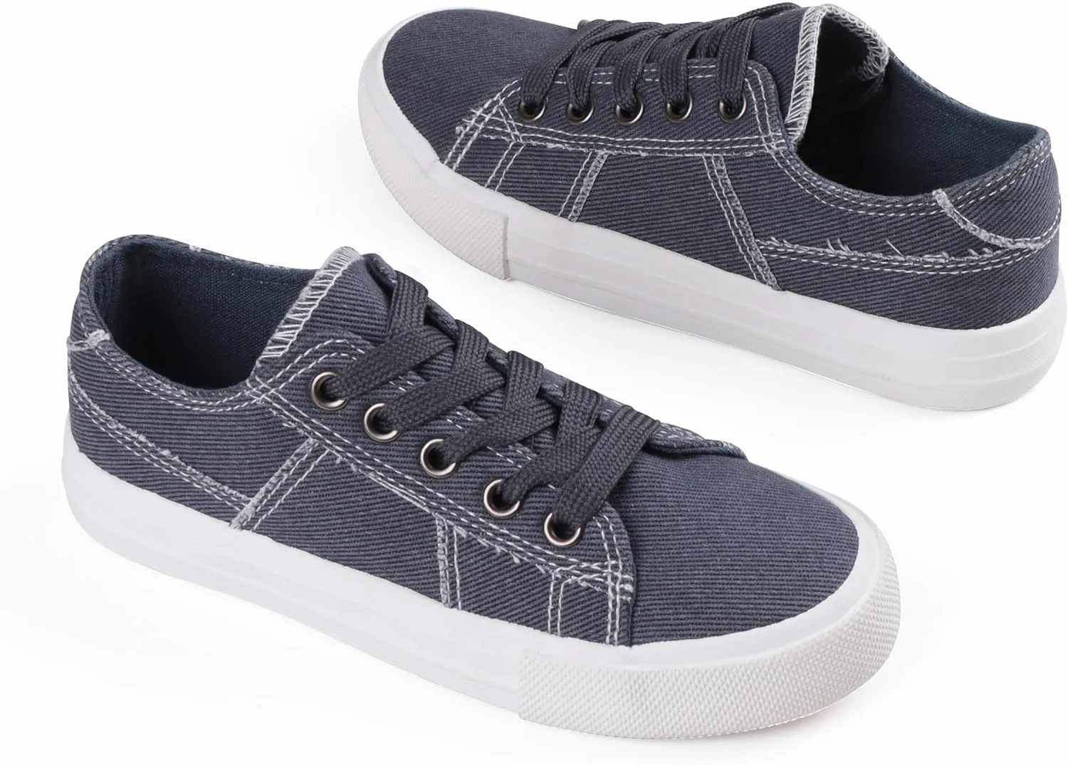 JUDIS Kids Canvas Shoes Lace up Walking Sneakers for Boys Low Top Fashion Casual Shoes