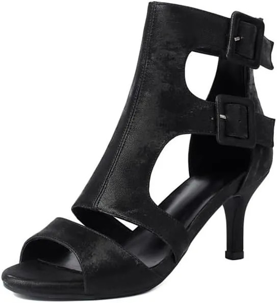 JUODVMP Women's Dancing Shoes Cut-Out Ballroom Dance Heels Fashion Sandals for Women