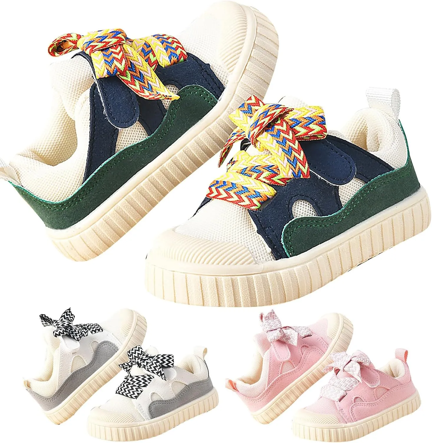 Kids Lace Sneakers Flat Non Slip Running Breathable Sport Shoes Ankle Comfy Boys Girls Non Slip First Walking Shoes