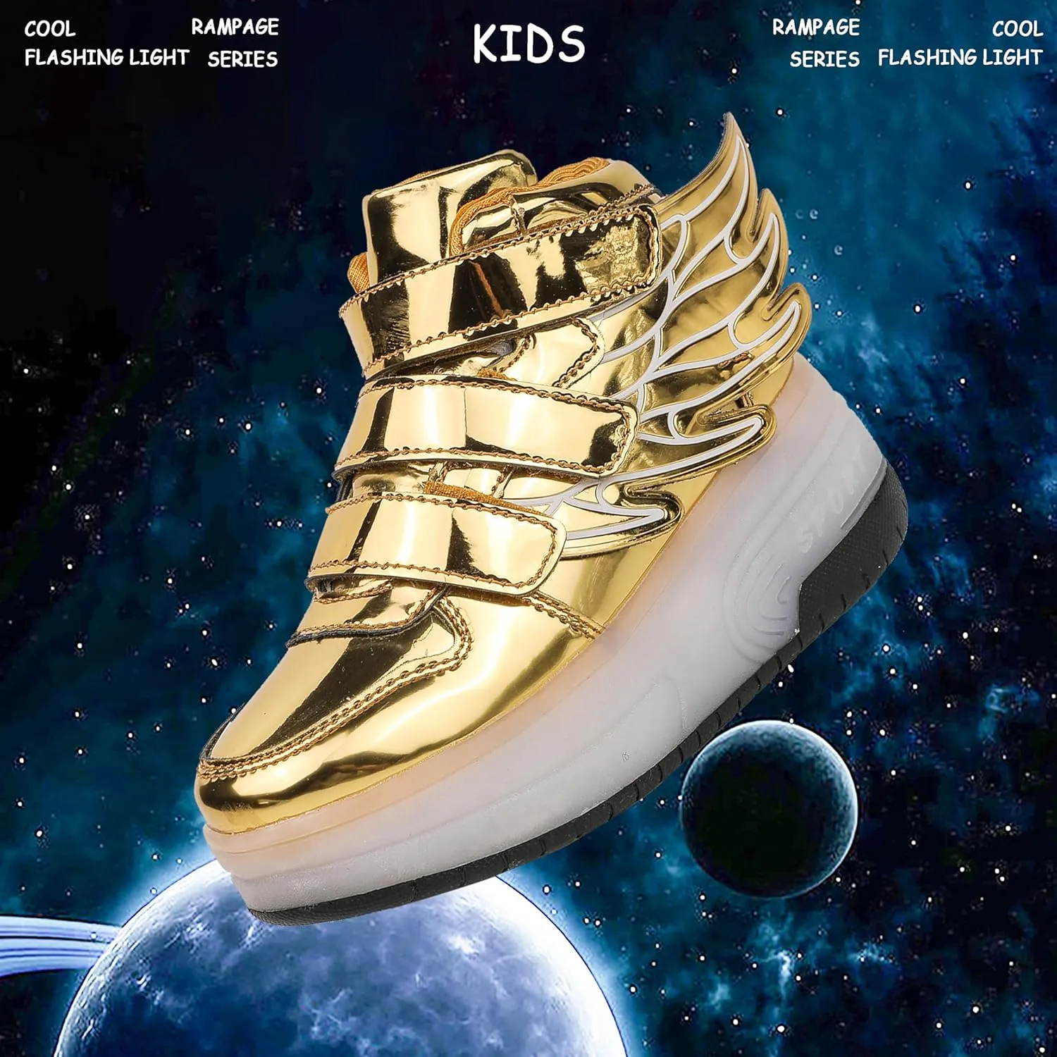 Kids LED Light Up Roller Skate Shoes with Wings Boys Girls USB Chargable Dancing Sneakers for Halloween Christmas Party Pink 30