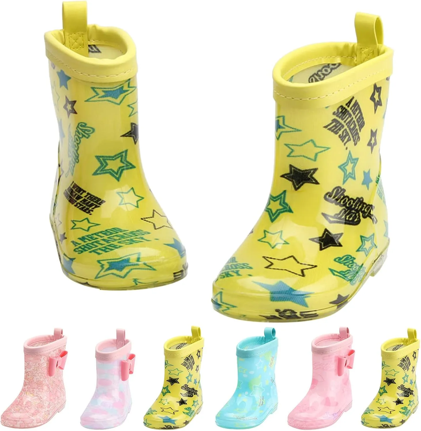 Kids Rain Boots, Toddler Girls & Boys Rain Boots Waterproof Water Shoes Non-slip Mud Boot with Non Slip Bottom