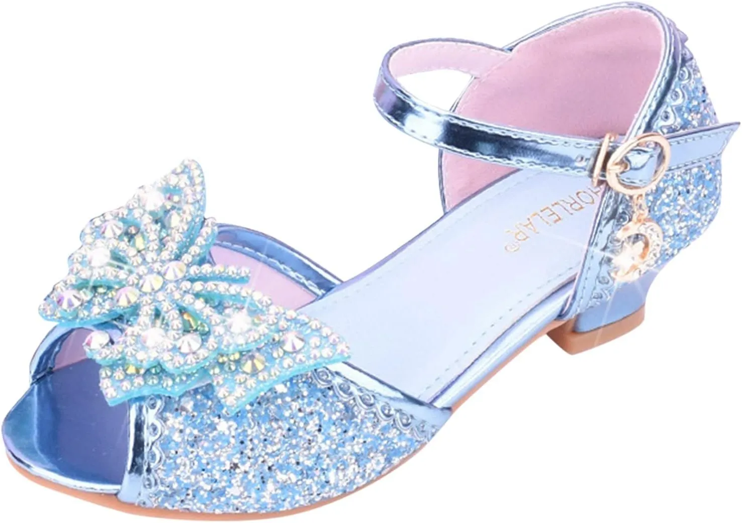 Kids Toddler Girls Rhinestones Butterfly Dress Shoes Wedding Party Open Toe Heel Mary Jane Princess Flower Shoes