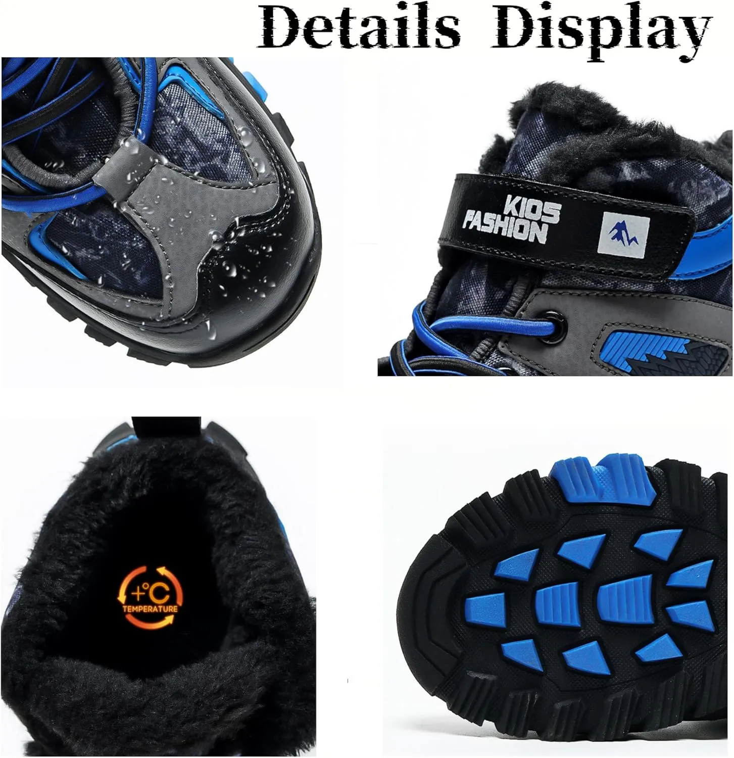 Kids Water Resistant Hiking Boots,Girls Boys High Top Hiking Boots with Steel Buckle Non-Slip,Boys Girls Outdoor Warm Winter Snow Boots suitable for Outdoor Adventure and Trekking