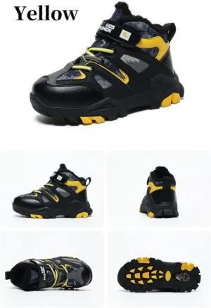 Kids Water Resistant Hiking Boots,Girls Boys High Top Hiking Boots with Steel Buckle Non-Slip,Boys Girls Outdoor Warm Winter Snow Boots suitable for Outdoor Adventure and Trekking