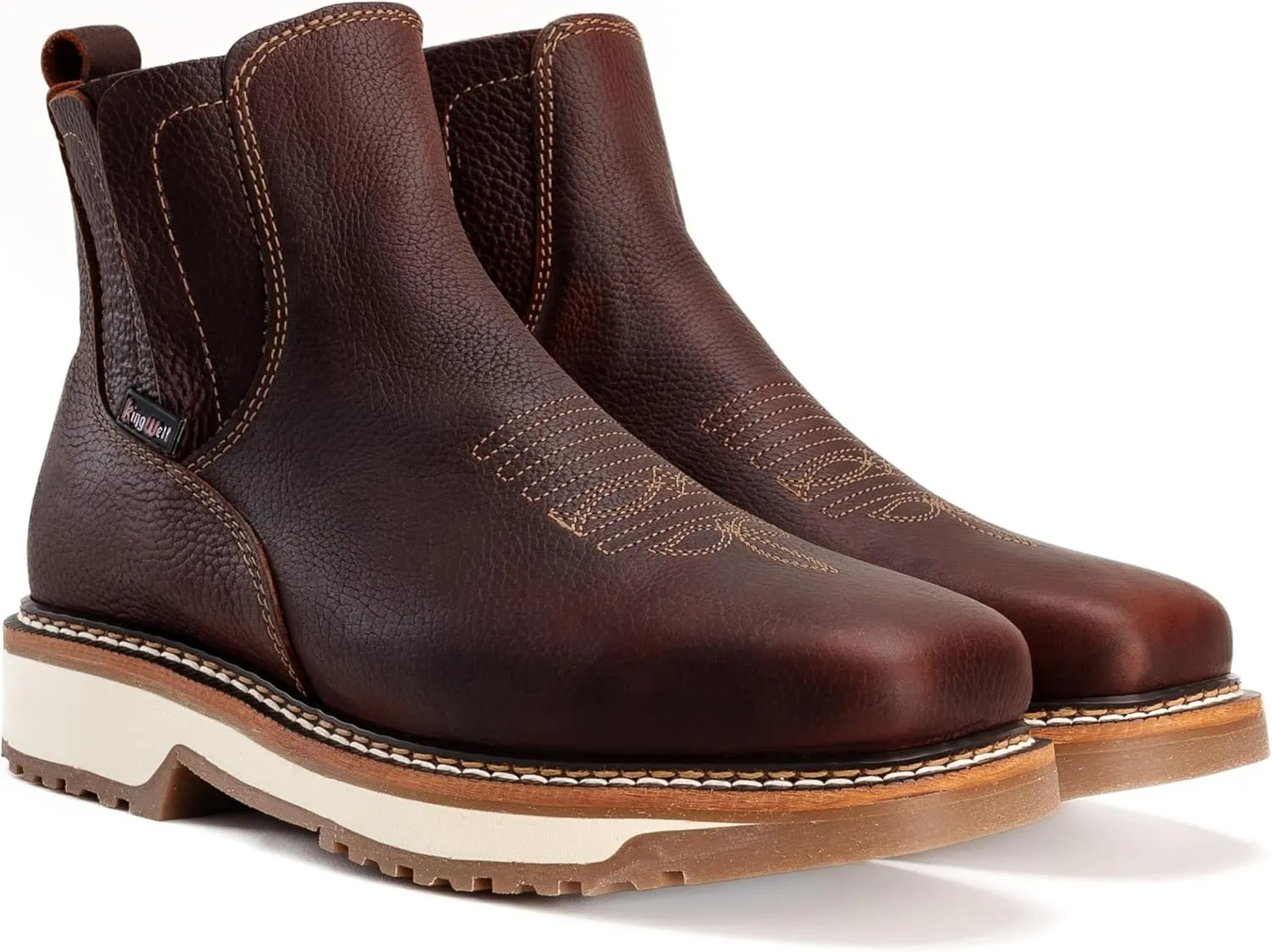 KW -ARIZONA Double Density Short Work Boot For Men Genuine Leather Slip Resistant Elastic Gore