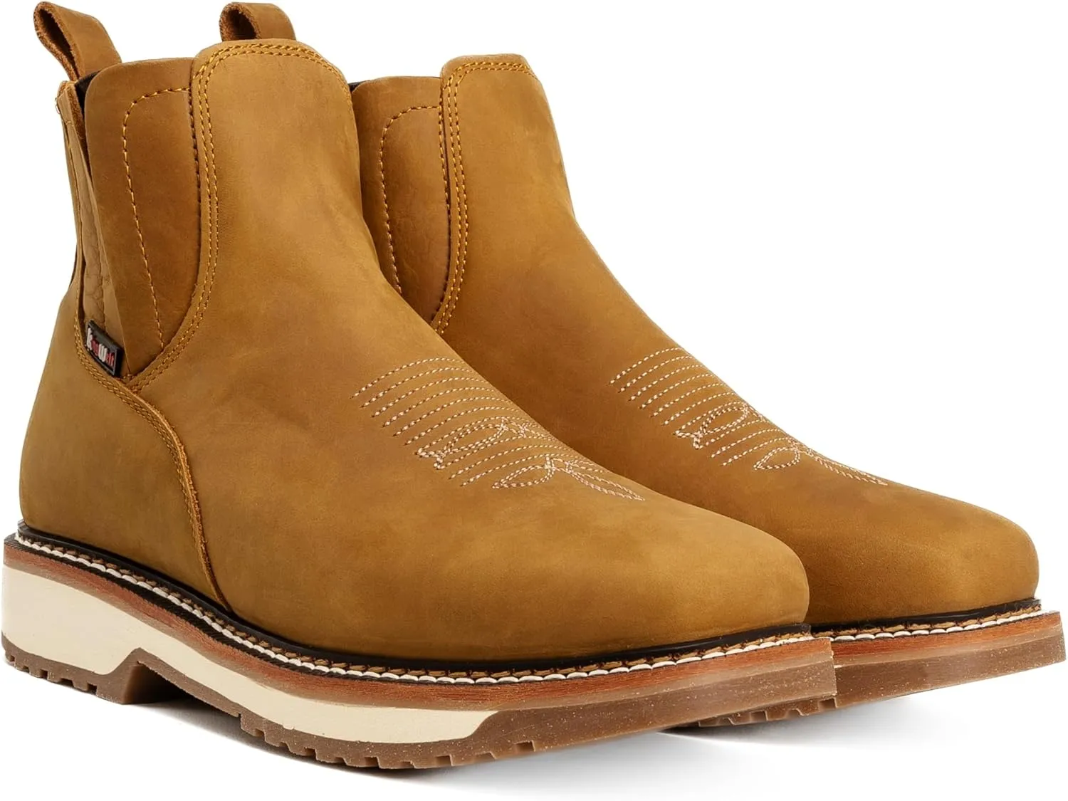 KW -ARIZONA Double Density Short Work Boot For Men Genuine Leather Slip Resistant Elastic Gore
