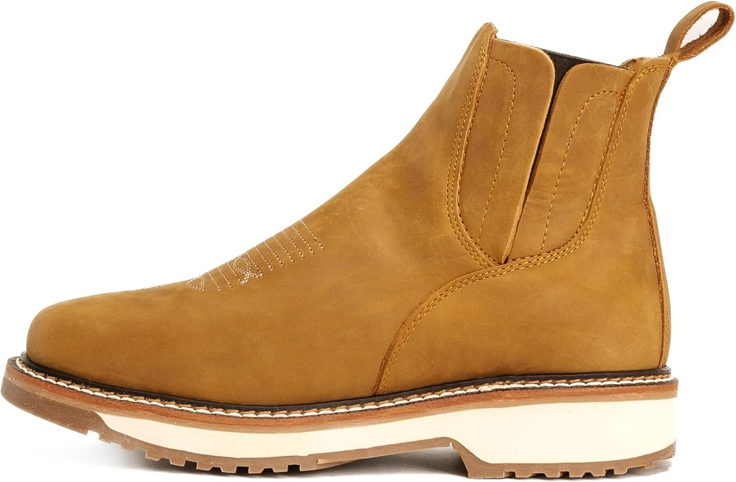 KW -ARIZONA Double Density Short Work Boot For Men Genuine Leather Slip Resistant Elastic Gore