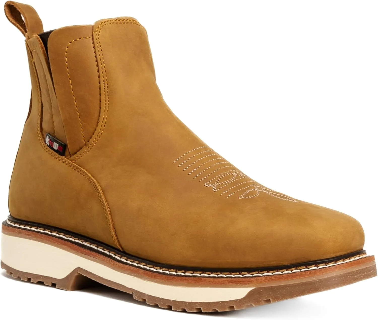 KW -ARIZONA Double Density Short Work Boot For Men Genuine Leather Slip Resistant Elastic Gore