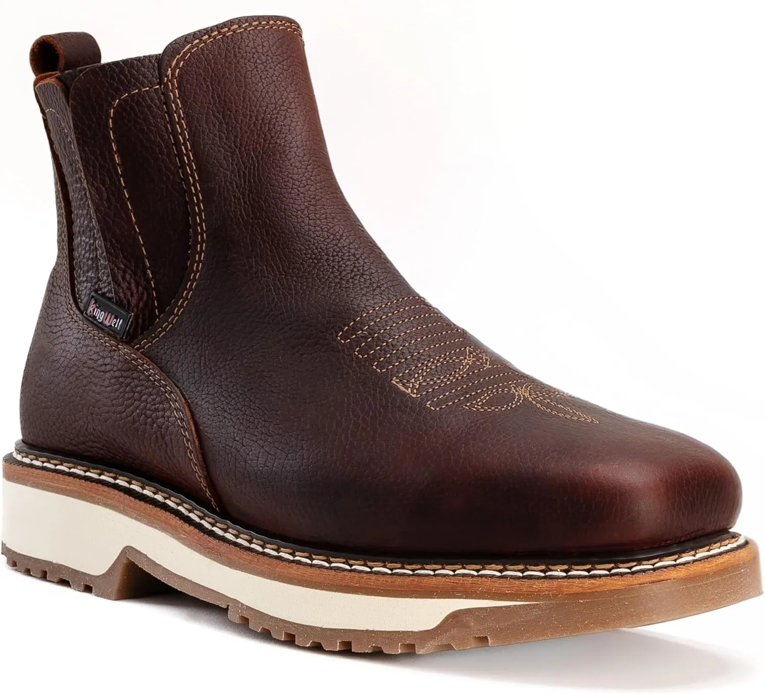 KW -ARIZONA Double Density Short Work Boot For Men Genuine Leather Slip Resistant Elastic Gore