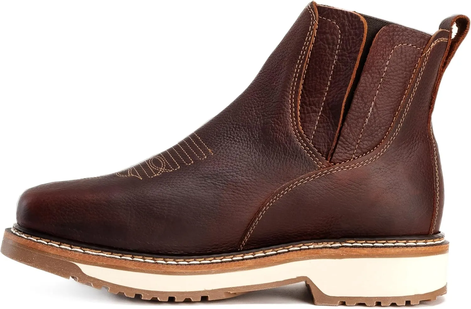 KW -ARIZONA Double Density Short Work Boot For Men Genuine Leather Slip Resistant Elastic Gore