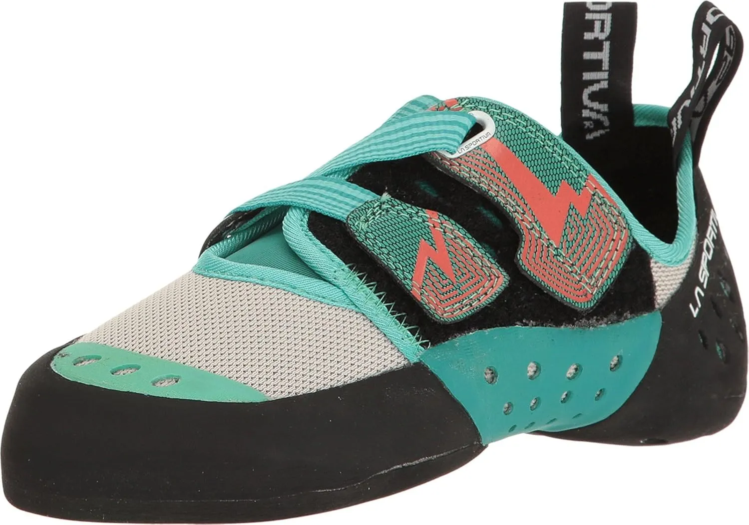 La Sportiva Women's OXYGYM Climbing Shoe, Mint/Coral, 35.5