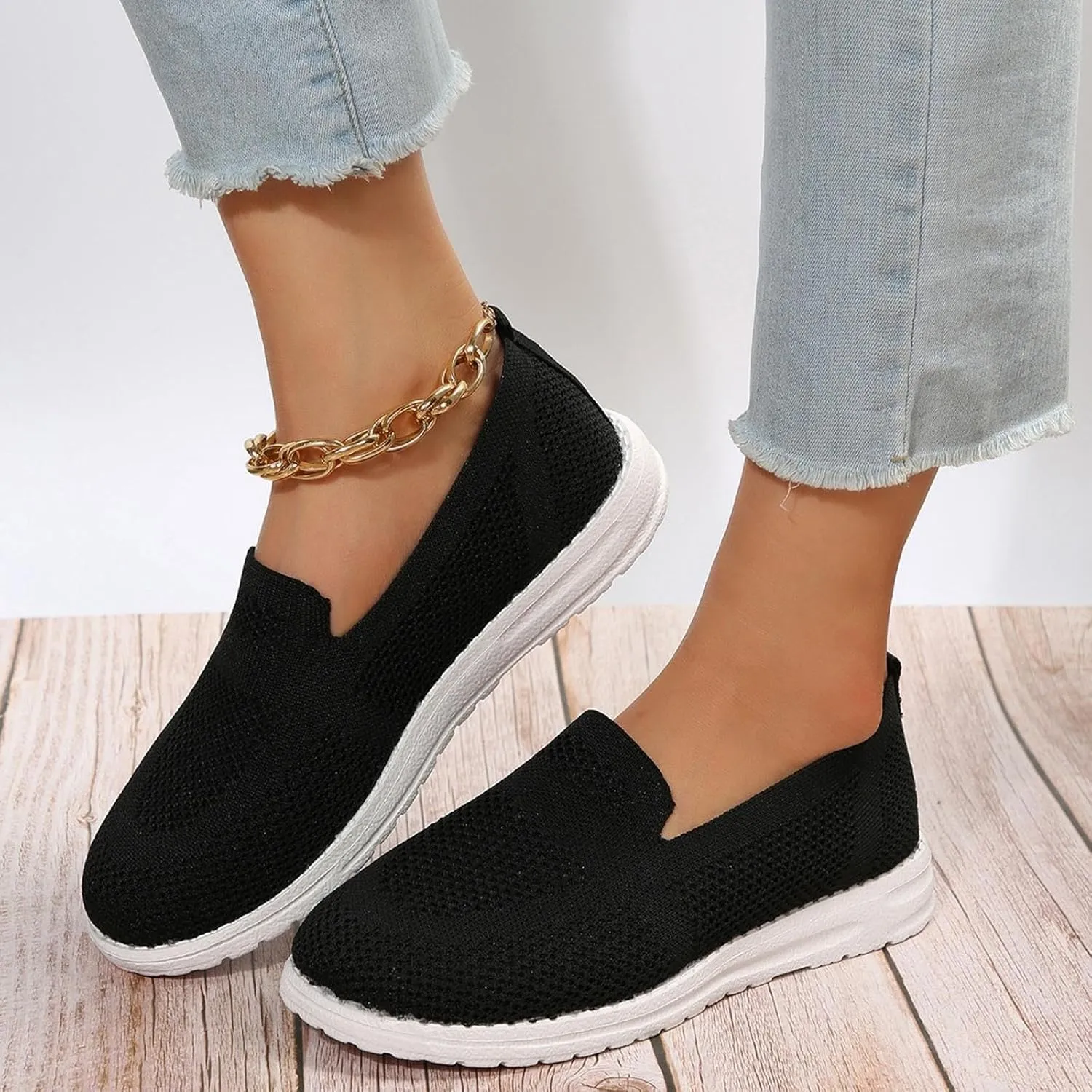 Ladies Flyweaving Mesh Sports Casual Socks Shoes Breathable Plus Size Lightweight Running Women's Air 1 Low Casual Shoes Mesh