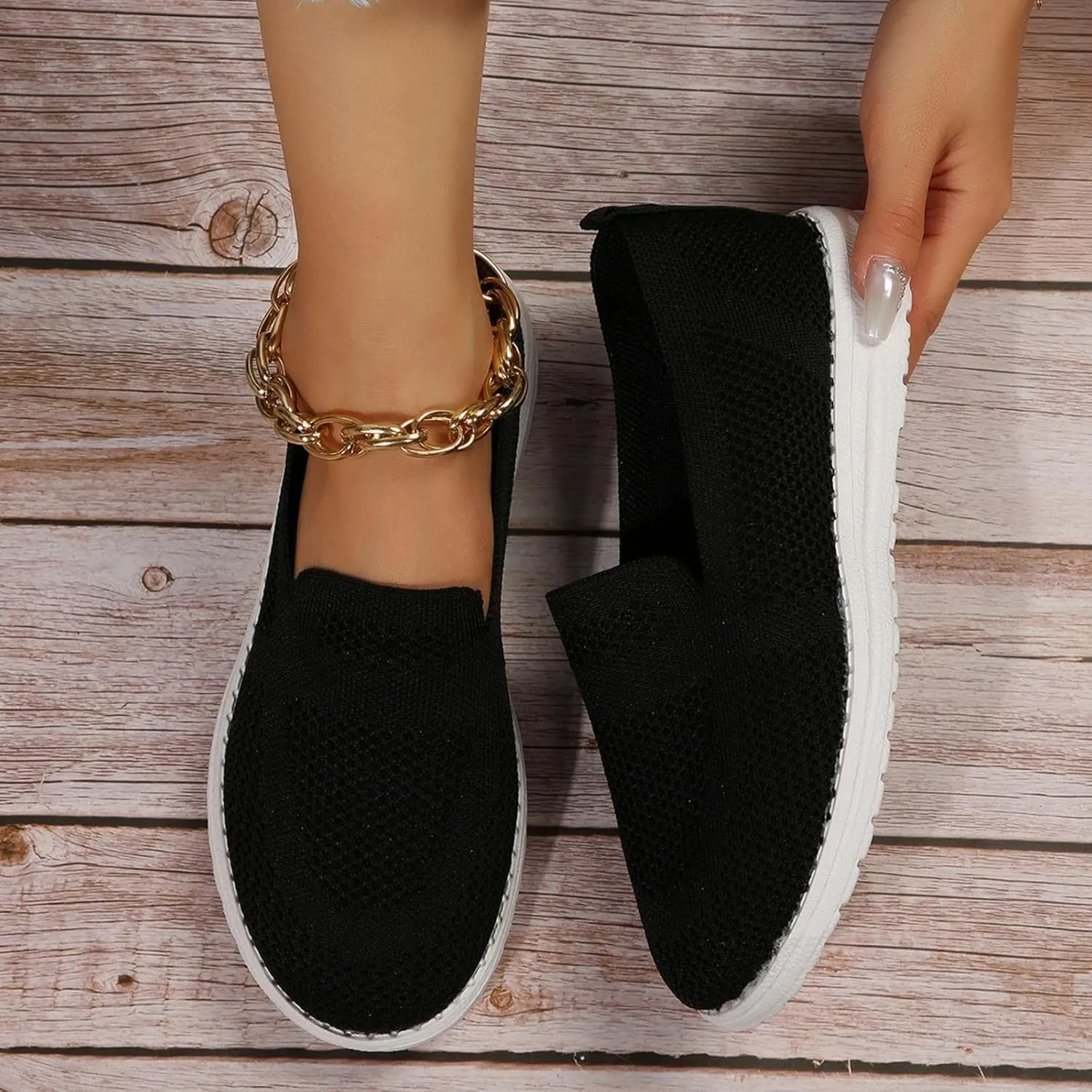 Ladies Flyweaving Mesh Sports Casual Socks Shoes Breathable Plus Size Lightweight Running Women's Air 1 Low Casual Shoes Mesh