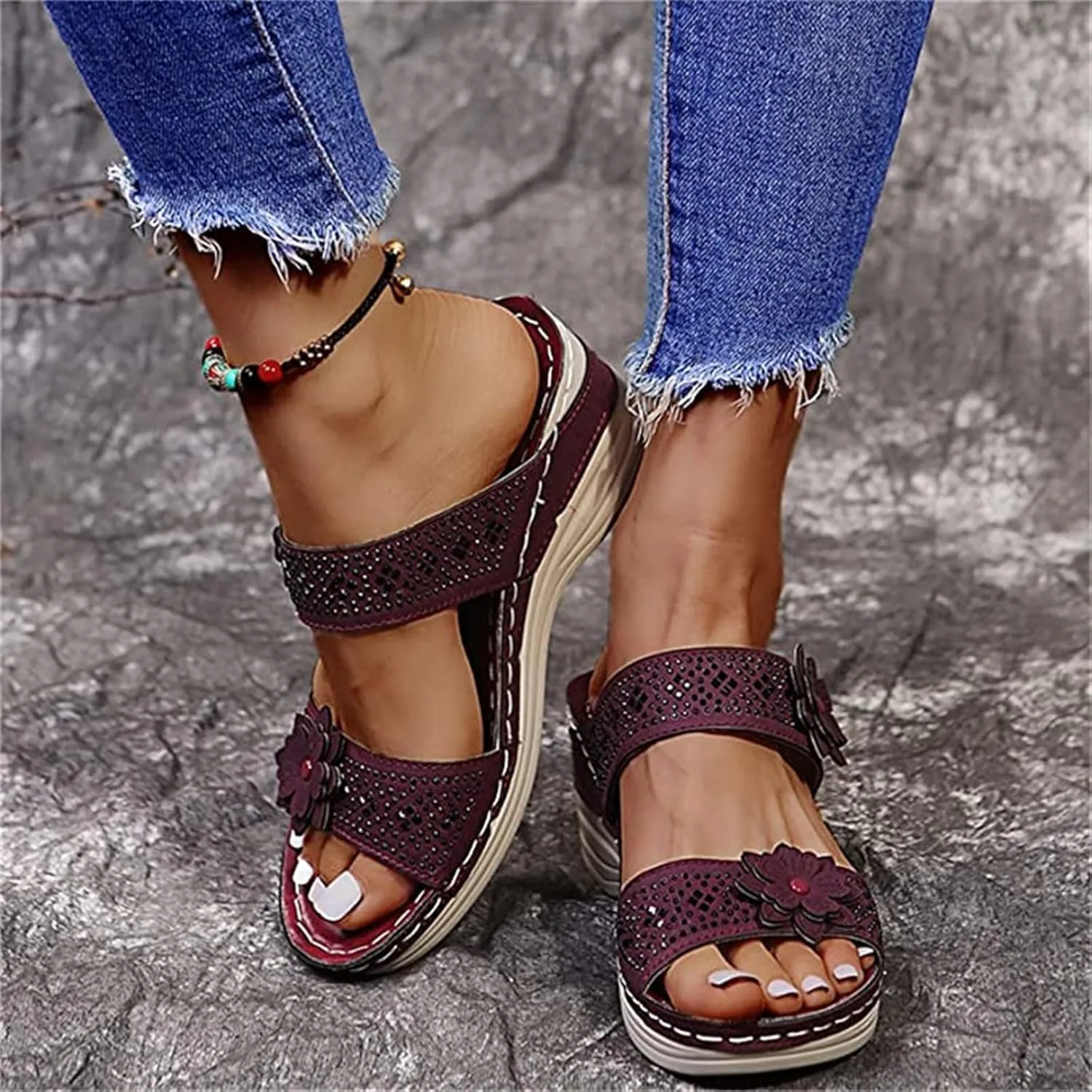 Ladmiple Orthopedic Sandals For Women Arch Support Dressy Summer Comfortable Orthotic Flip Flops Walking Slides Beach Shoes