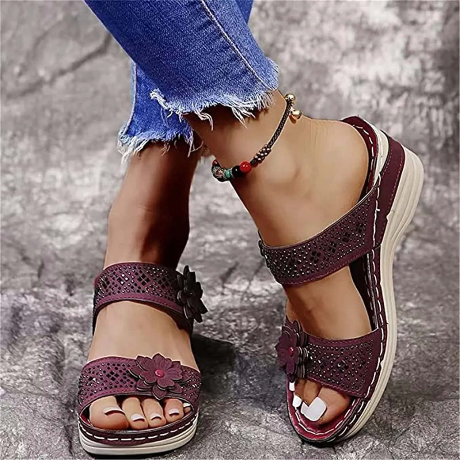 Ladmiple Orthopedic Sandals For Women Arch Support Dressy Summer Comfortable Orthotic Flip Flops Walking Slides Beach Shoes