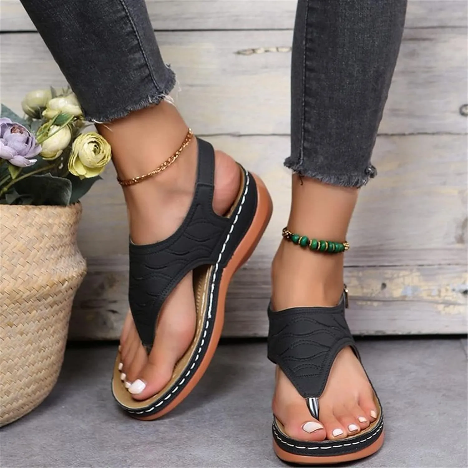 Ladmiple Orthotic Dress Sandals For Women With Arch Support Orthopedic Flip Flops Summer Comfortable Walking Slides
