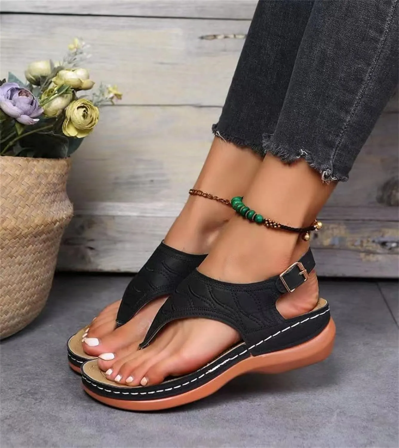 Ladmiple Orthotic Dress Sandals For Women With Arch Support Orthopedic Flip Flops Summer Comfortable Walking Slides