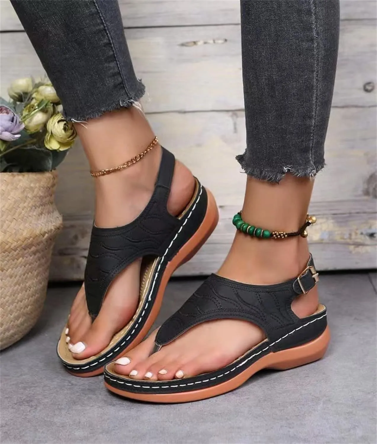 Ladmiple Orthotic Dress Sandals For Women With Arch Support Orthopedic Flip Flops Summer Comfortable Walking Slides