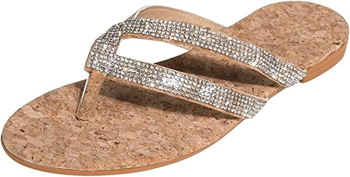 Ladmiple Sandals for Women Dressy Summer,Women's Cute Floral Beach Flip Flops Comfy Casual Flats Slippers Shoes Sandals