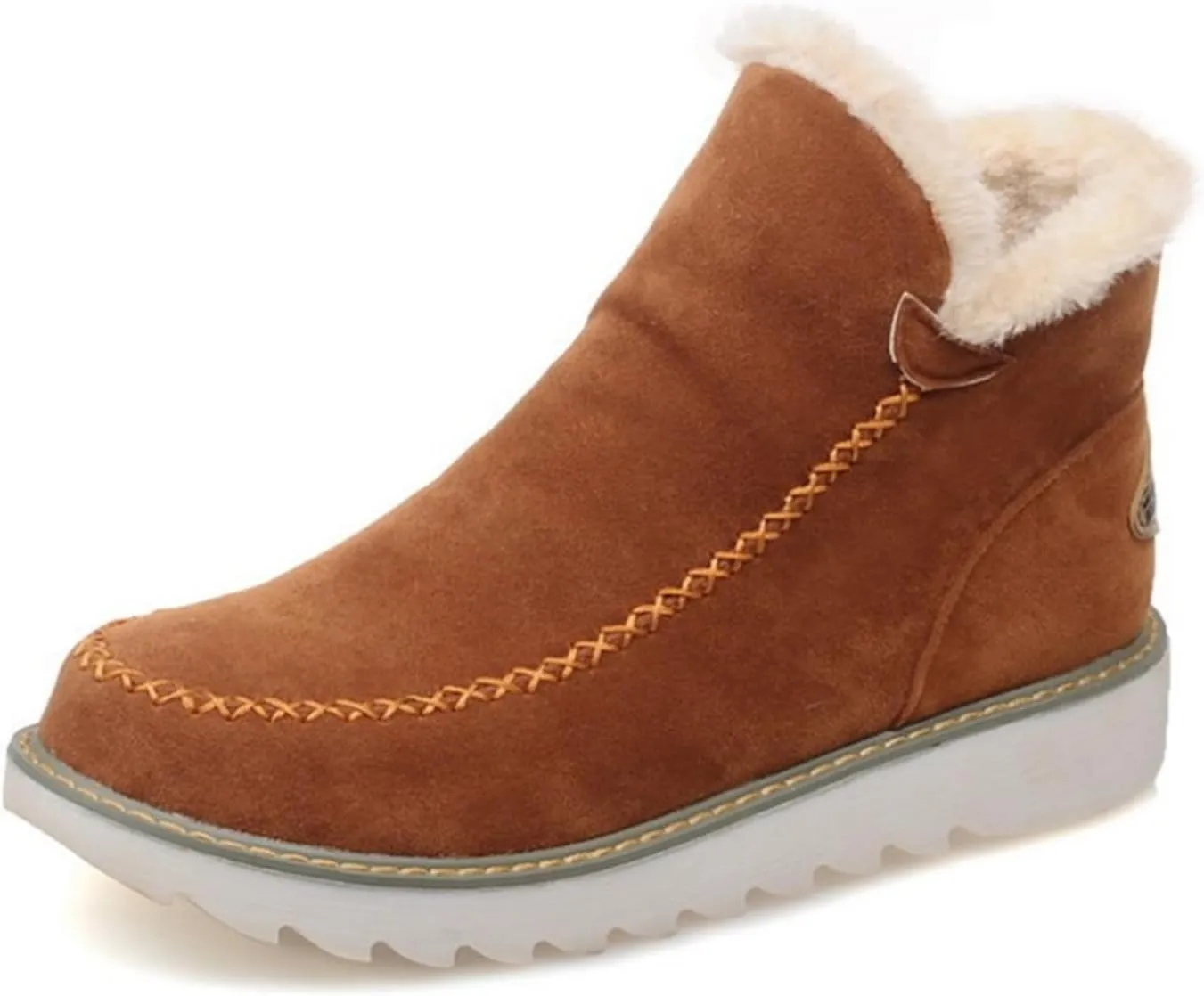Ladmiple Winter Boots For Women Fashion Warm Snow Ankle Booties Comfortable Slip On Outdoor Fur Lined Walking Shoes