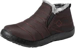 Ladmiple Winter Boots For Women Waterproof Snow Cute Ankle Booties Slip On Anti-Slip Fully Fur Lined Outdoor Walking Shoes