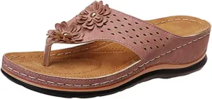 Ladmiple Womens Casual Summer Orthopedic Platform Flip Flops with Arch Support Slip On Sandal Beach Roman Clip Toe Shoes