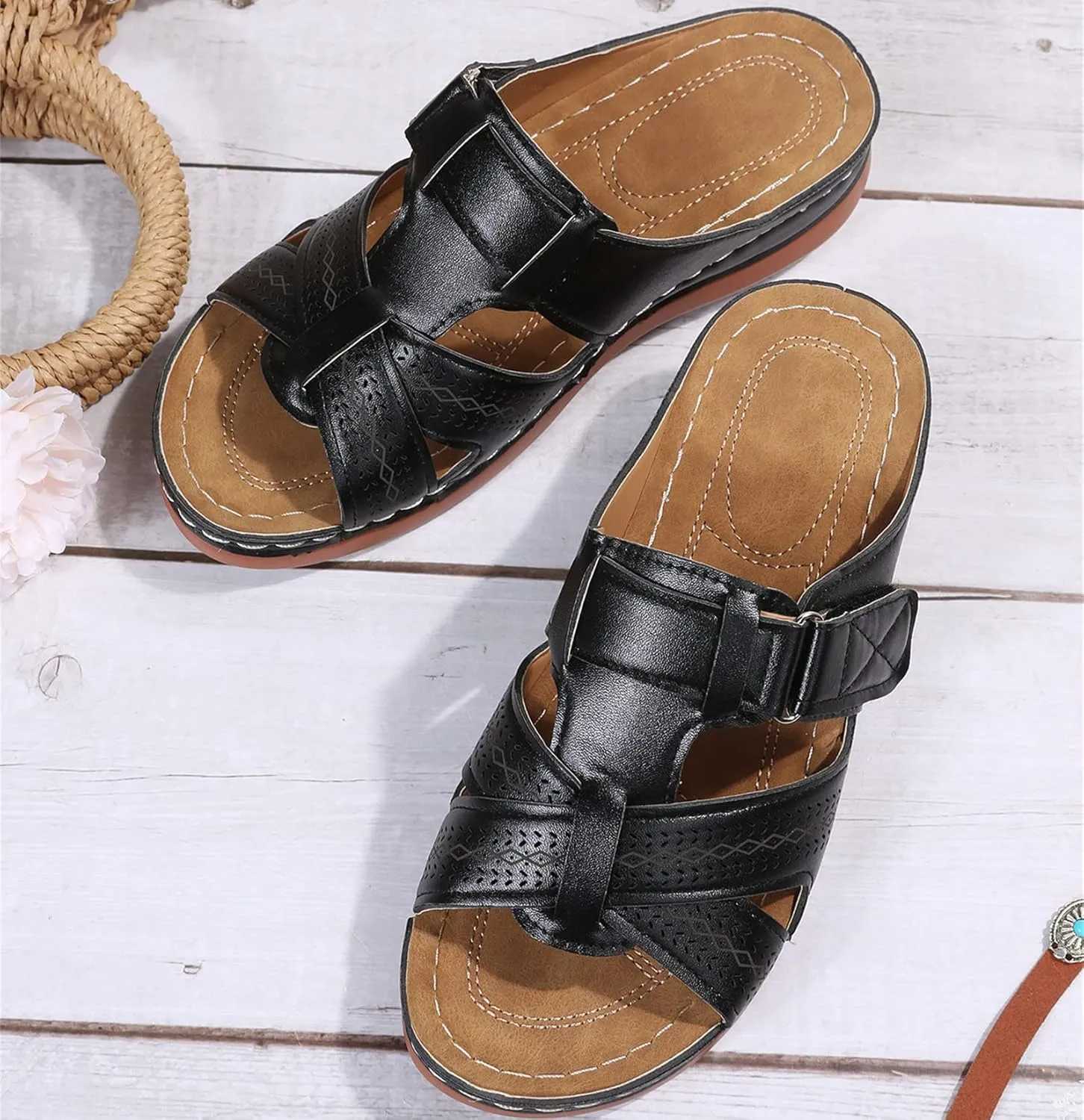 Ladmiple Women's Sandals Comfortable With Arch Support Orthotic Flips Flops for Flat feet Plantar Fasciitis Orthopedic Slides