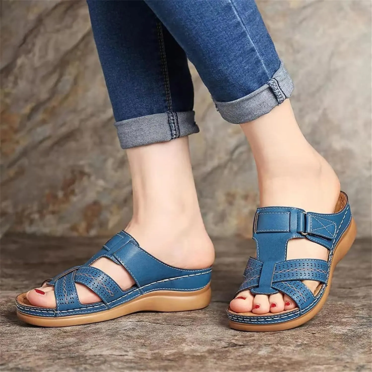 Ladmiple Women's Sandals Comfortable With Arch Support Orthotic Flips Flops for Flat feet Plantar Fasciitis Orthopedic Slides