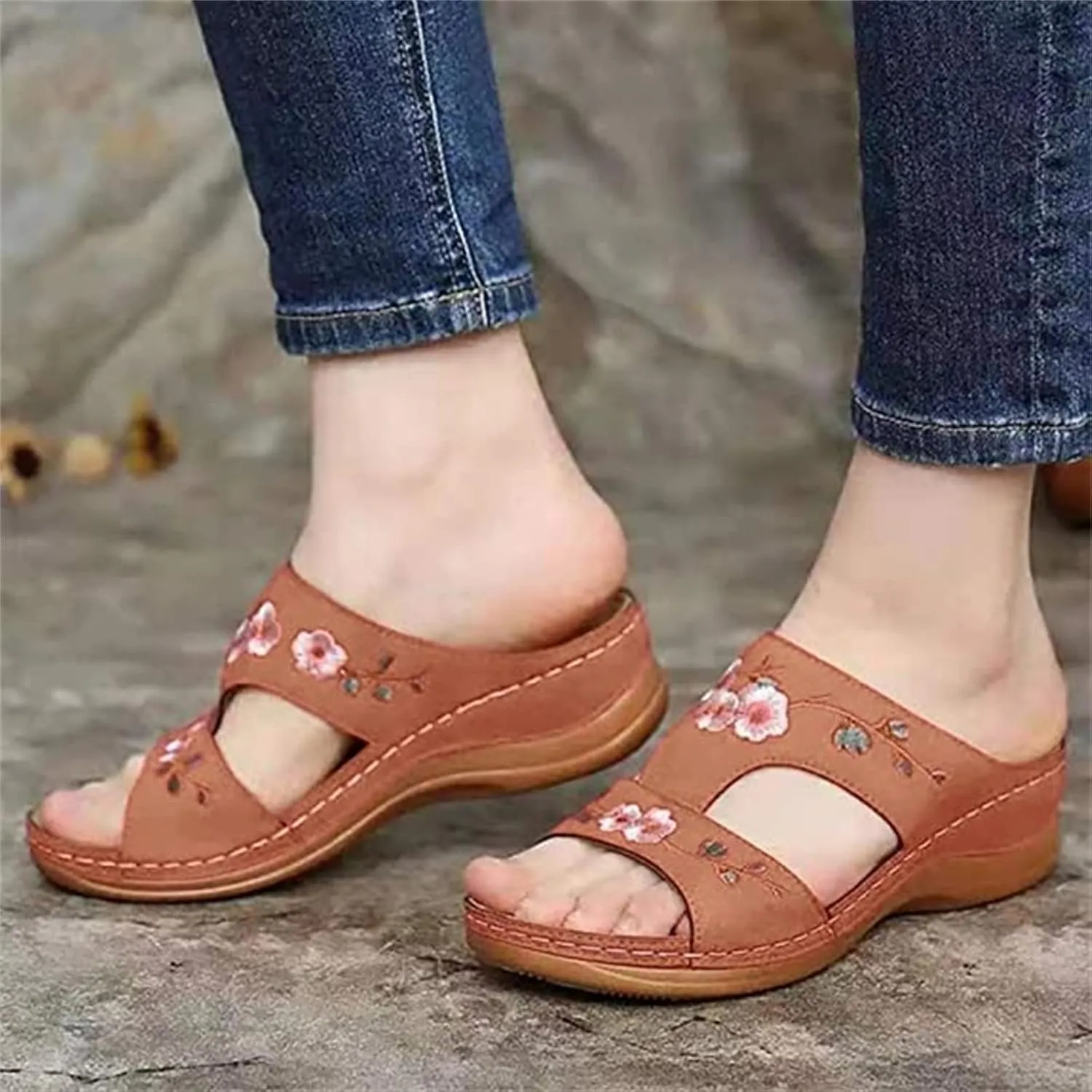 Ladmiple Womens Sandals Dressy Summer Comfortable Slip On Orthotic Flip Flops Casual Orthopedic Slides With Arch Support