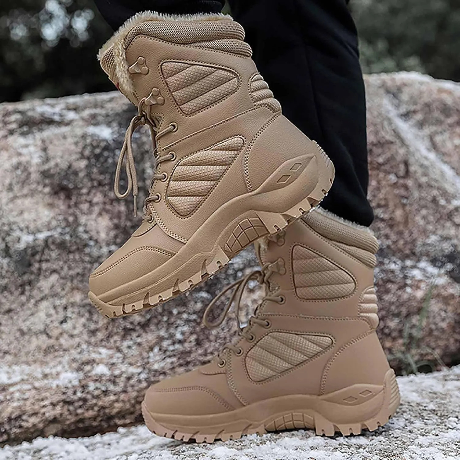 Lightweight Combat Boots, Outdoor Men's Tactical Military Combat Boots Water Resistant Hiking Boots Breathable Jungle Desert Combat Boots with Sports Socks