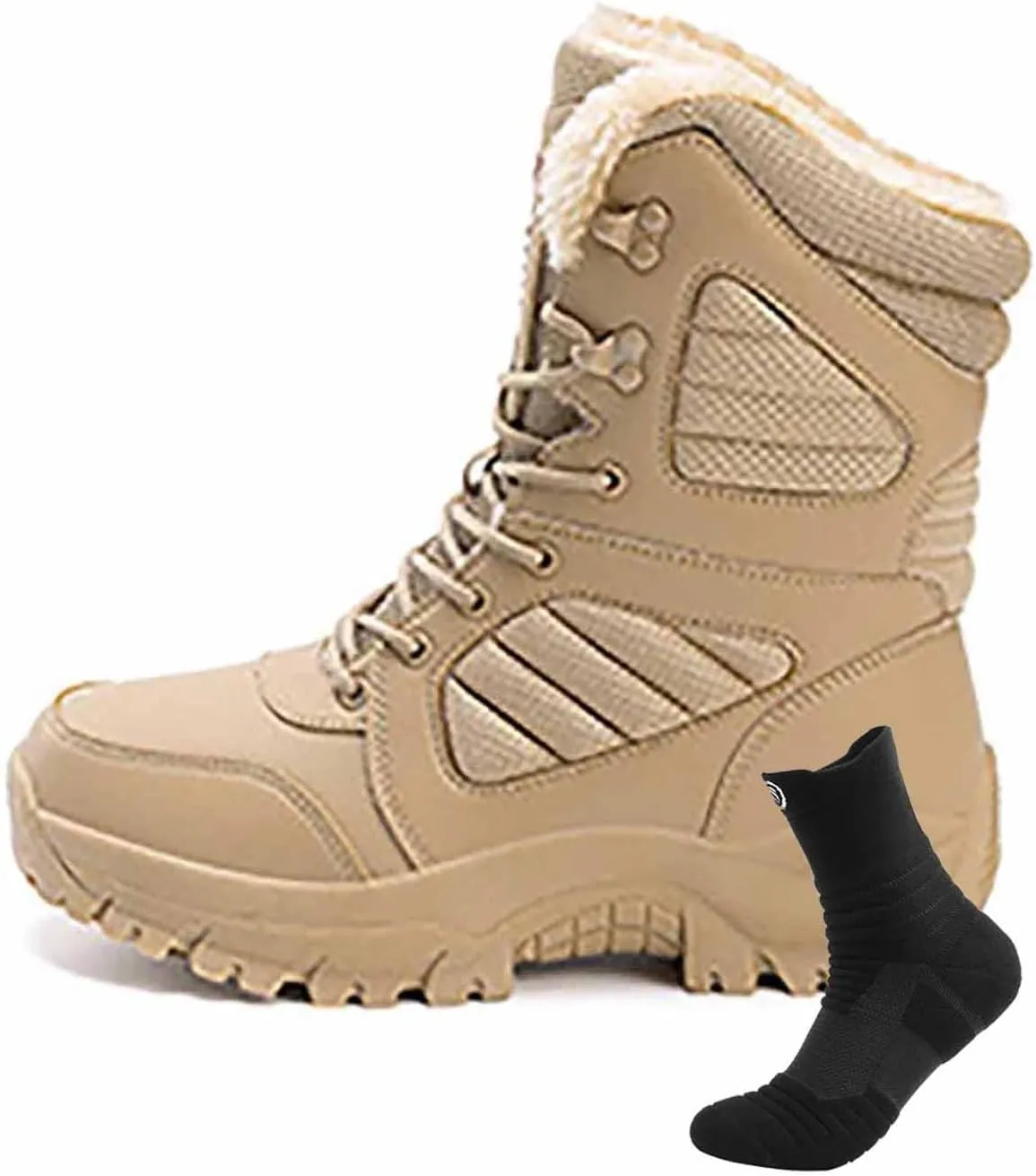 Lightweight Combat Boots, Outdoor Men's Tactical Military Combat Boots Water Resistant Hiking Boots Breathable Jungle Desert Combat Boots with Sports Socks