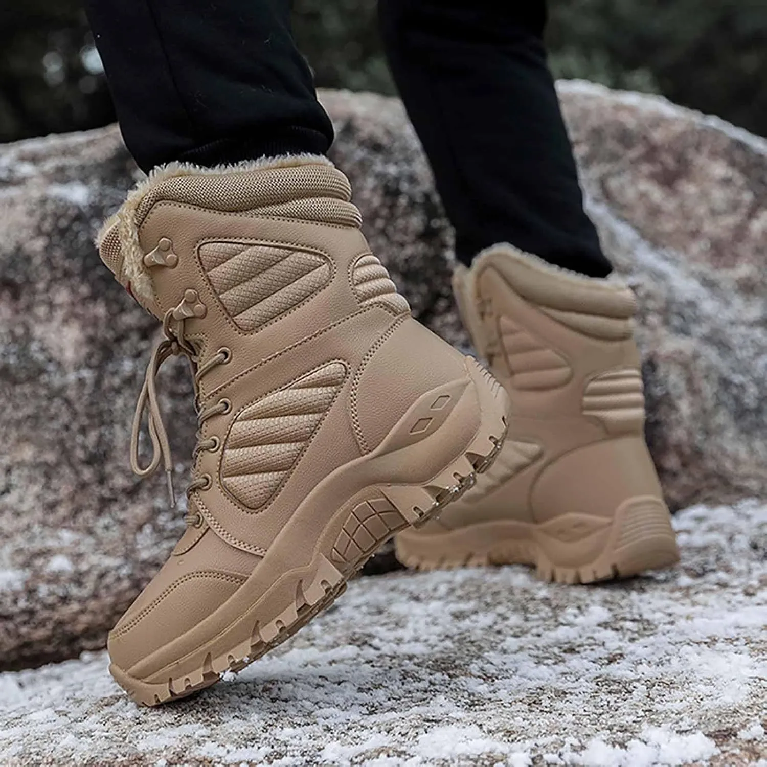 Lightweight Combat Boots, Outdoor Men's Tactical Military Combat Boots Water Resistant Hiking Boots Breathable Jungle Desert Combat Boots with Sports Socks