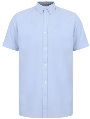 Lisburn Short Sleeve Cotton Shirt In Oxford Blue - Le Shark