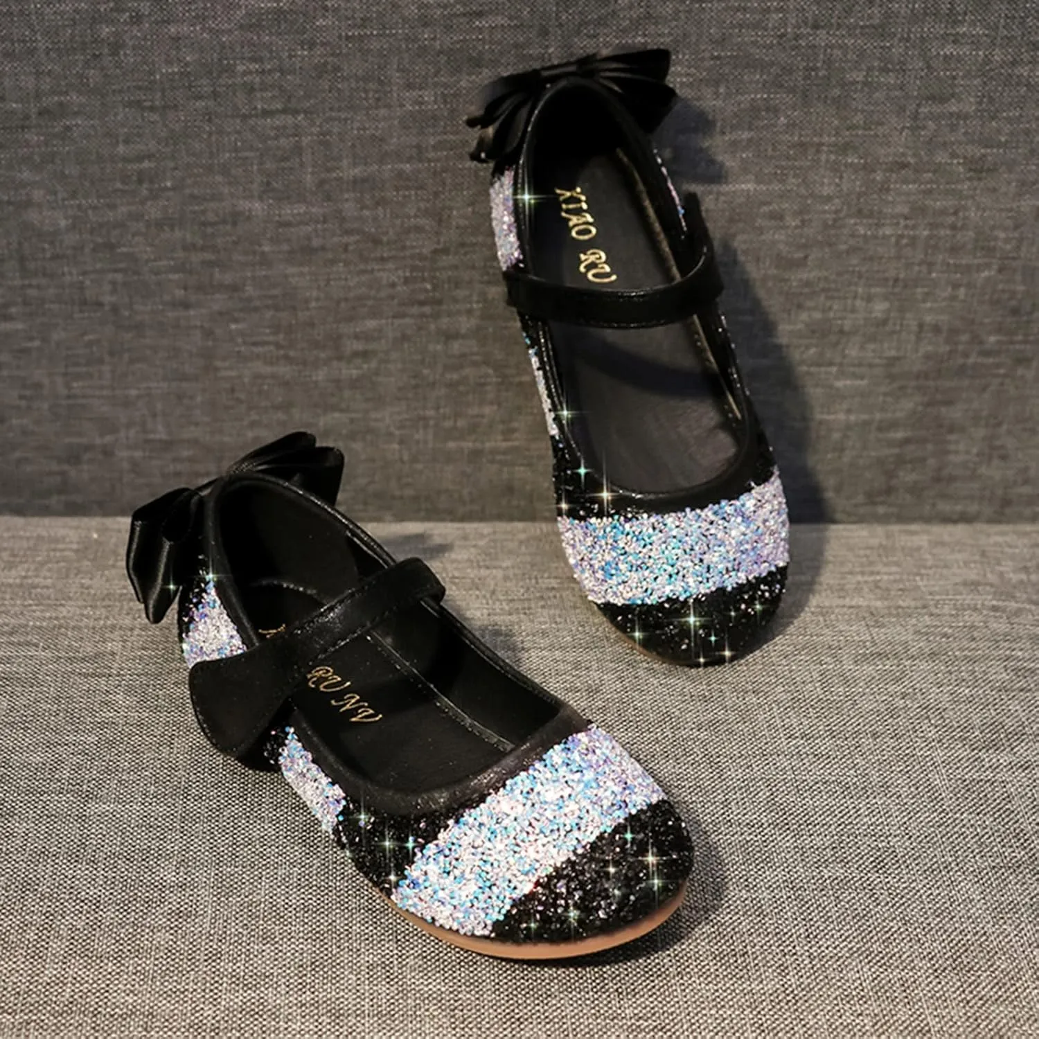 Little Girl Dance Shoes Performance Single Shoes Loafers Children Dance Shoes ??lack and White Stripes Shoes