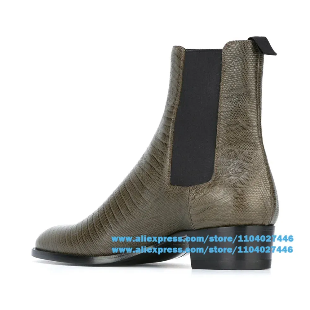 Lizard Patterned Chelsea Boots: Dare to Stand Tall in Style