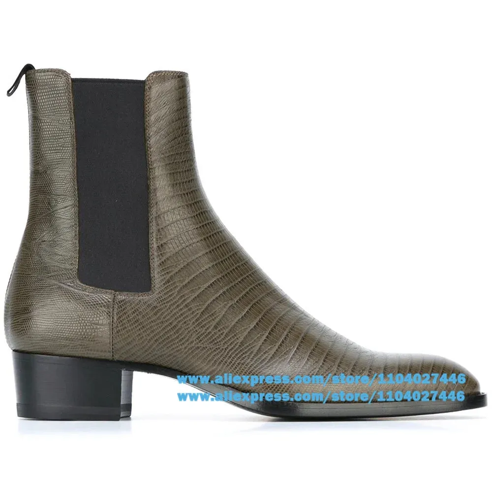 Lizard Patterned Chelsea Boots: Dare to Stand Tall in Style