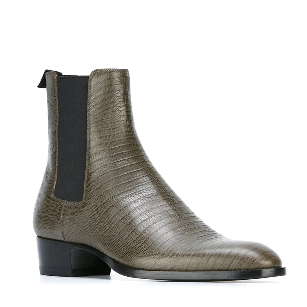 Lizard Patterned Chelsea Boots: Dare to Stand Tall in Style