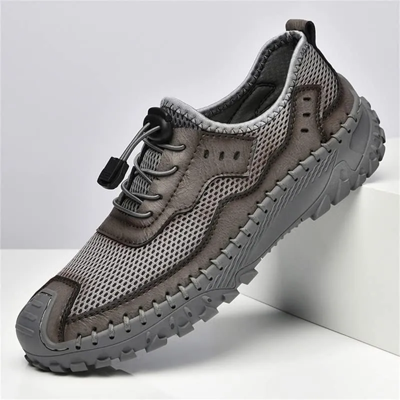 LLTMALL Men's Mesh Handmade Leather Climbing Sneakers Outdoor Non-Slip Trekking Hiking Shoes