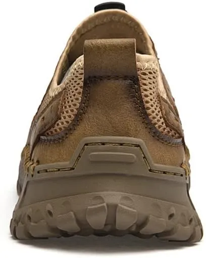 LLTMALL Men's Mesh Handmade Leather Climbing Sneakers Outdoor Non-Slip Trekking Hiking Shoes
