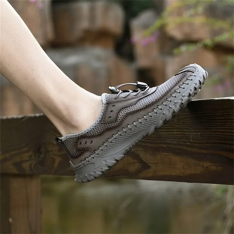 LLTMALL Men's Mesh Handmade Leather Climbing Sneakers Outdoor Non-Slip Trekking Hiking Shoes